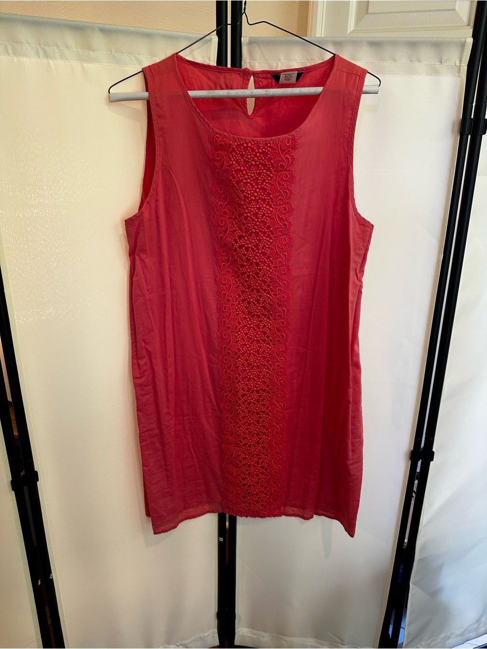100% cotton Sleeveless pink Embroidered Shift dress